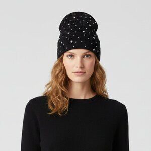 Black Rhinestone Beanie • Sparkly Knit Winter Hat • Cozy Cold Weather Cap • NWT